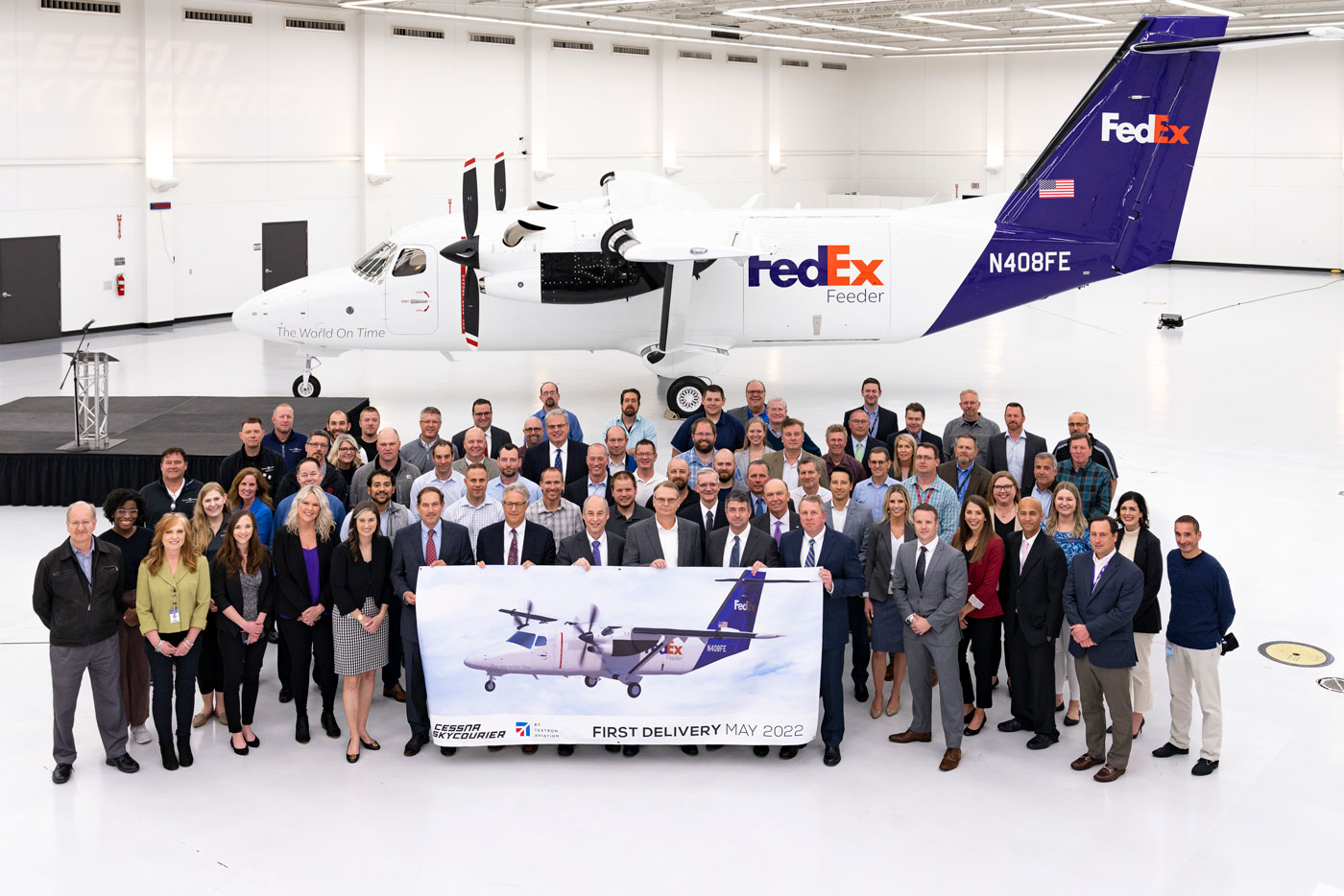 Textron Aviation celebrates first delivery of the new Cessna SkyCourier to launch customer FedEx Express